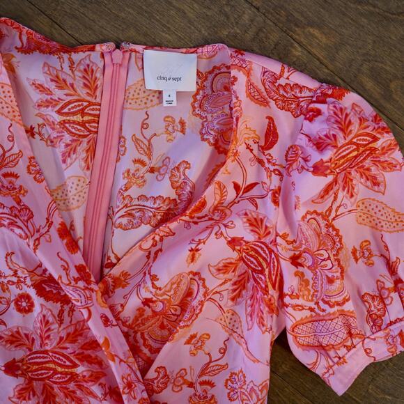 CINQ À SEPT 'Kay' Floral-Print Midi-Dress, English Rose Multi - Size Size 4 - Picture 4 of 9